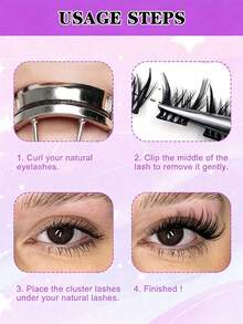 100pcs Self-Adhesive 8-12mm Mixed Length Angel Eyelashes Set, Densely Packed Angel Eyelashes Self-Adhesive DIY Eyelash Extension, Natural Curly Cluster False Eyelashes - Black - View 8