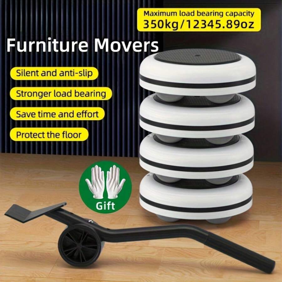 6pcs Home Moving Tool Set, Rubber Wheel Furniture Sliders, Easily Move Appliances And Furniture, Protect Floors And Save Effort Moving Tool - 6 Items - View 1