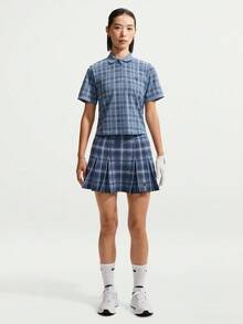 Nike Women's AS W NK FF Plaid Sweater Skirt, Knitted Mini Skirt IQ2700-486 - Navy Blue - View 6