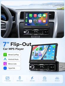 Optional Single DIN Car MP5 Player/Independent Backup Camera, Expandable Screen, Supports CarPlay And Android Auto, 7-Inch HD Touchscreen, Stereo, 12V Power, FM Radio, ISO Interface, AUX Input, SD Card Slot, USB Port - CarPlay+Auto - View 12