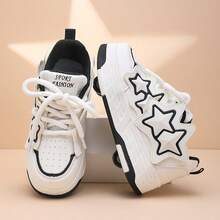 Women's Star Decor Detachable 4-Wheel Roller Shoes, Fashion Thick Sole Athletic Shoes, Suitable For Beginners Daily Play - Black - View 8