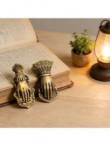 Antique Gold Vintage Hand-Shaped Bookmark Clip, Antique Bronze Lady's Hand Pose Journal Clip, Page Marker Clip, Diary Clip - Multicolor - View 1