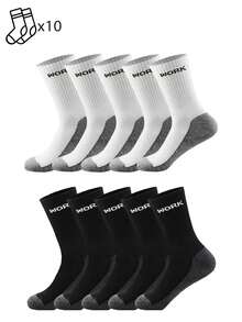 1/5/10/20 Pairs Men's Mid-Calf Socks, Grey Base Design, Work Letter Socks, Daily Casual Home Wear - Multicolor - View 15