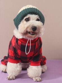 Simple & Comfortable Polyester Four-Legged Pet Outfit, Pajamas And Loungewear, Suitable For Pets And Small Cats & Dogs, Happy Puppy Clothes, All-Season Home Wear (Not Suitable For Large Dogs) - Red - View 8