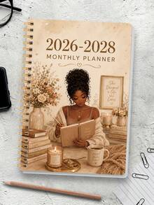 Trees 2026–2028 24-Month Planner, 1/2 Year Weekly And Monthly Calendar With Monthly Overview And Notes, Suitable For Improving Efficiency, Appointment Management And Goal Setting, Back To School Supplies, Office Desk Accessories - Multicolor - View 3