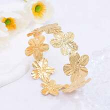1 pieza/Set Brazalete de flor abierta dorado transfronterizo - Amarillo Oro - Ver 5