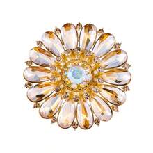 1pc Elegant Alloy Inlaid Sparkling Rhinestone Crystal Glass Sunflower Shaped Decorative Brooch Suitable For Women Party Wear - Sunflower - View 7