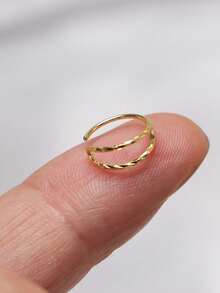 Minimalist Exquisite Twisted Double-Layer Adjustable Nose Ring, Elegant Stackable Multi-Functional Septum, Cartilage Ear Piercing Jewelry, Fashion Daily Outfit Essential Piercing Accessory - 2pcs - View 2