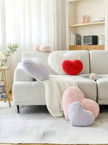 Heart-Shaped Pillow, Soft And Cute Faux Rabbit Fur Heart-Shaped Pillow, Suitable For Spring And Summer Bedroom, Sofa And Bed, Warm Gift For Mom On Mother's Day - White - View 7