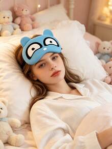 1PC Funny Blue Cartoon Monster Sleep Mask With Cute Character Design, Soft Comfortable Eye Cover For Sleeping, Travel, Nap And Gift - KB Style - View 5