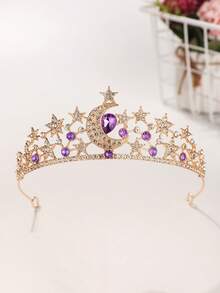 1件女款時尚公主皇冠甜美水鑽生日髮飾髮箍 - 44013紫色 - 查看 3