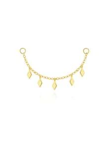 1pc 925 Sterling Silver Moss Agate Star-Shaped Marquise Opal Chain Earring, Suitable For Pierced Ear Cartilage Helix Conch, Agate Ear Clip Pendant Chain - Gold - View 16