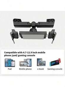 Car Headrest Back Seat Tablet Holder, Telescopic Foldable Car Phone Mount, Universal For Rear Seat 4.7-13 Inch Tablets , Long-Distance Movie Watching Bracket - Multicolor - View 3