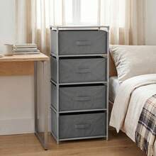 Drawer Chest – Storage Tower For Organizing Clothes, Accessories & Daily Essentials In Bedroom & Wardrobe - Grey 4-tier - View 1