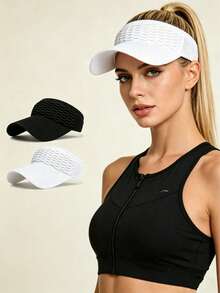 1PC Summer Breathable Knit Sun Visor Hat Women's Casual Outdoor UV Protection Empty Top Cap - Multicolor - View 1