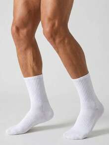 Driftmere 1/5 Pairs Mens Black White Sports Crew Socks, Solid Breathable Casual Athletic Socks, Comfortable Mid Calf Socks For All Seasons - Multicolor - View 4