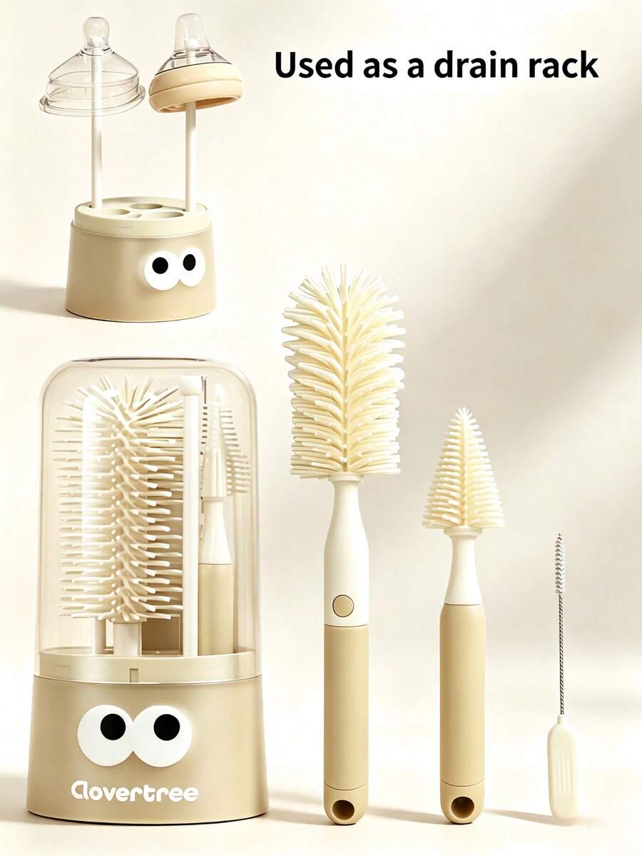 1 Set/Portable Baby Bottle Brush Set, Includes Travel Storage Box, Baby Bottle Brush, Nipple Brush, Straw Brush, Bottle Rack And Milk Bottle Cleaner, Perfect For Outdoor Travel, Kitchen, Home, Office & Travel