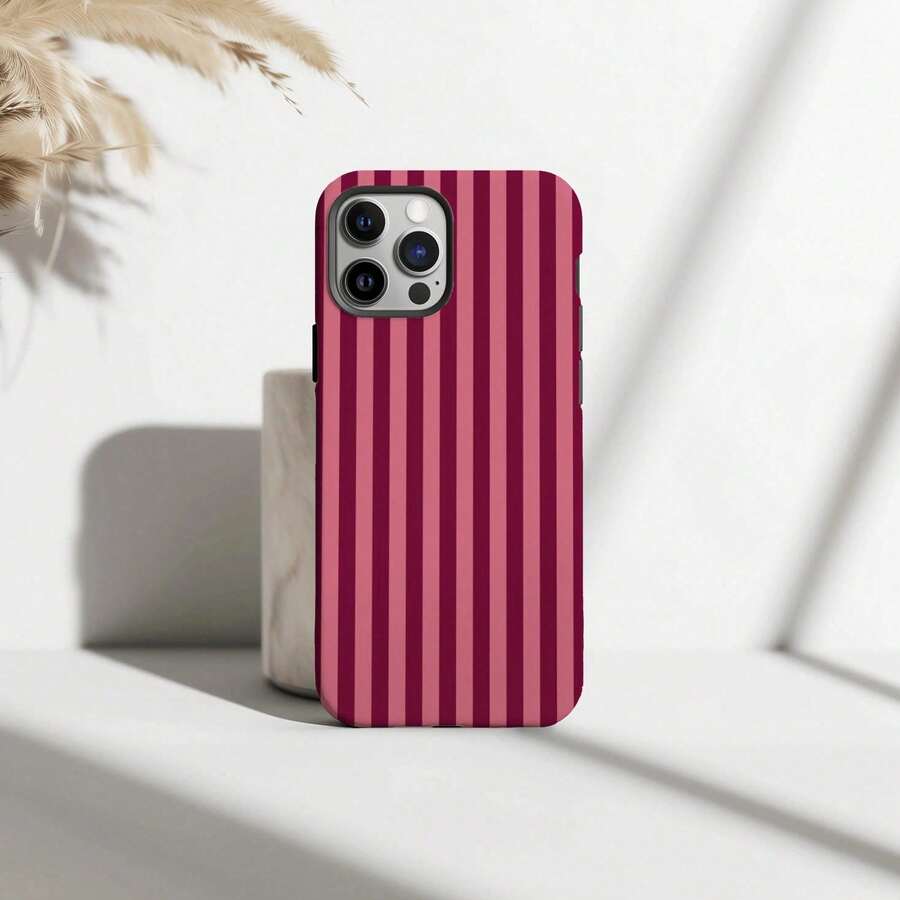 Shockproof Striped Pattern Fashion Phone Case, Striped Green Retro Cream Green Line French Elegant Phone Case, Compatible With IPhone17 IPhone16 15 14 IPhone13 12 11 Pro Max Spring Model - 白色4 - 查看 1