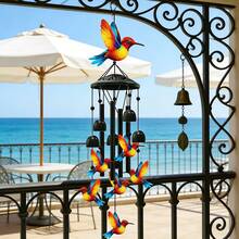 Outdoor Hummingbird Wind Chime, Black Metal Outdoor Wind Chime, Suitable For Women/Men Hummingbird Decor, Garden/Yard Decoration, Gift For Grandmother/Mother's Anniversary/Birthday, Durable Outdoor Wind Chime. Halloween, Christmas Decorative Wind Chime - one-size - View 10