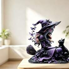1件紫色蝴蝶仙女壓克力平面裝飾品,萬聖節節日居家裝飾 - 1PC - 查看 5