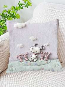 1PC Snoopy Square Cushion, With A Soft Pink Base Color, For Office Chair Backrest, Bedroom Soft Furnishings, Cute Cartoon Themed Throw Pillow. Does Not Include The Pillow Core. - Multiple Styles - View 6