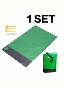1pc 4-7 Person Outdoor Beach Mat, Waterproof Beach Mat, Extra Large Size, Sand-Proof, Easy To Fold, Quick Dry, Essential Beach Gear For Vacation, Cruise, Picnic And Camping. Includes Drawstring Pocket And Fixing Pegs. - Multicolor - View 12