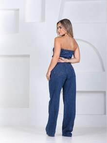 Women Jumpsuits - 深色牛仔褲 - 查看 2