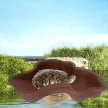 Sloped Large Reptile Bathtub- Geckos, Snakes, And Bearded Durable Plastic Aquarium Accessory, Brown Leaf Design, Reptile Accessory, Bathing Tub, Suitable Reptiles And Amphibians - Extra-large Reptile Bathtub + 1pc - View 6