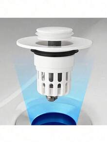 1pc Pop-Up Sink Drain Stopper - Multi-Functional Press-Type Filter, Durable Plastic Material, Bathroom Sink Anti-Clogging, Essential Drainage Accessory, Sink Filter, Household Hair Catcher, Restaurant Kitchen Food Residue Filter, Bathroom Accessory Small Item / Bathroom Essential, Minimalist Elegant Appearance, Washbasin Matching Accessory - Multicolor - View 6