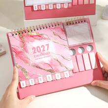 2027 Desktop Calendar With Stickers Fantasy Pink Style 12 Months Monthly Planner, Portable Schedule Organizer For Office, Home, School, Decorative Calendar, Perfect For New Year, Birthday Gift - Single Piece - View 11