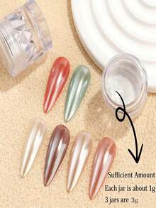 3 Boxes Ice Crystal Aurora Nail Powder Set With 3 Applicators - Multicolor - View 5