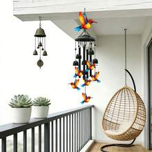 Outdoor Hummingbird Wind Chime, Black Metal Outdoor Wind Chime, Suitable For Women/Men Hummingbird Decor, Garden/Yard Decoration, Gift For Grandmother/Mother's Anniversary/Birthday, Durable Outdoor Wind Chime. Halloween, Christmas Decorative Wind Chime - one-size - View 9