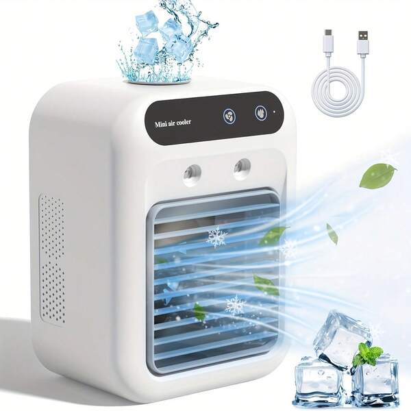 Rechargeable Mini Air Conditioning Fan - Portable Desktop Spray Humidification Cooling Equipment With Lithium Battery, Suitable For Home, Office Or Dormitory Use, Camping Outdoor Summer Cooling Fan, Summer Cooling Equipment 2000mAh
