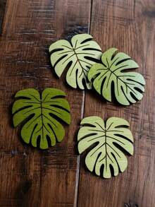 6/4/1 Pc Turtle Leaf Coaster, Exotic Tropical Pattern Table Cushion Use For Living Room Desktop Arrangement With Delicate Vein Detail, Room Decor, Party, Christmas Decor, Fall Home Decor - Multicolor - View 6