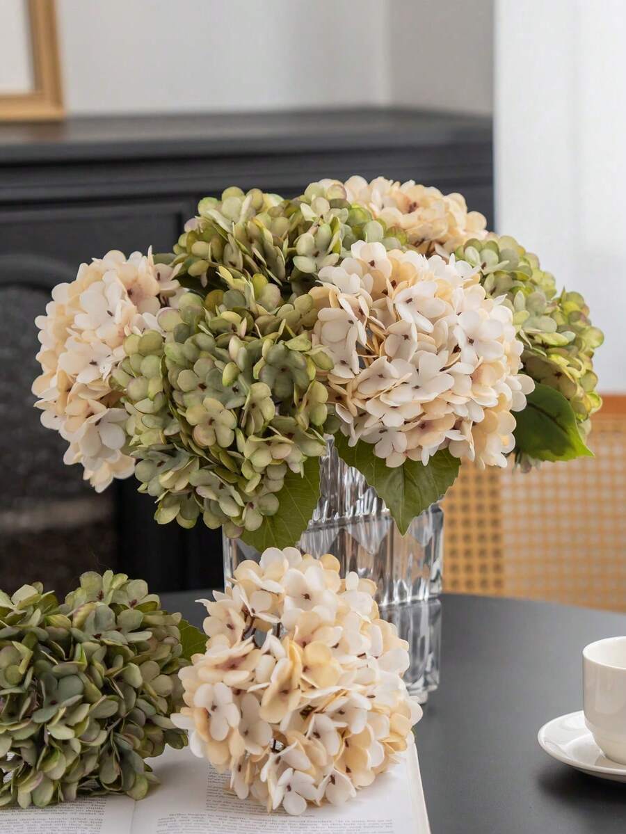 1PC Artificial Hydrangea Flower, Minimalist Home Decor, Wedding Photography Prop, Faux Flower - Multicolor - View 1