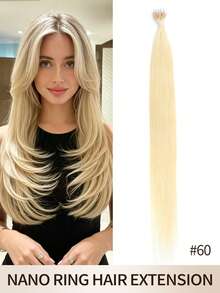 Nano Ring Hair Extensions Human Hair, 16-22 Inch, 25g 25 Strands, Cold Fusion Extensions, Low Visibility Nano Beads, Seamless Blend For Length And Volume With Hair For Women, Perfect For Daily, Party And Wedding Hairstyles - Multicolor - View 42