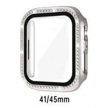 黑色、銀色、玫瑰金、藍色通用保護殼，適用於男女性 40mm 41mm 42mm 44mm 45mm 46mm 49mm，PC 硬質材質，附水鑽直角邊框與螢幕保護貼 2-in-1 防撞防刮防塵，相容 Ultra 3 2 1 系列 10 SE 9 8 7 6 5 4 系列 - 彩色 - 查看 50