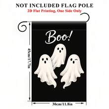 1pc 2D Flat Printed Garden Flag, Halloween Ghost Happy - Single-Sided Print, Durable Polyester Outdoor Decor, Suitable For Home And Yard, Holiday Decoration, 11.8X17.7 Inches, Pole Not Included - A - View 3
