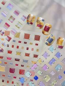 1pc Jelly Nail Art Sticker New Sweet Style Planner Nail Sticker Icy Transparent Autumn/Winter Square Decorative Sticker - Multicolor - View 1