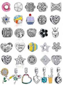 30/32/62pcs Women's Metal Charm Fashion Gold And Silver Accessory Set - Multicolor - View 3