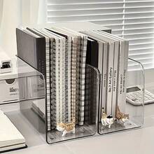 1/2/3pcs Acrylic Transparent Bookends, High Aesthetic, Multi-Compartment Design, Clear Visibility, Suitable For Desk Storage, File Organization, Study Room Decor, Office, School, Can Be Used As Christmas Gift, Back To School Season, School Opening Season - A - View 9