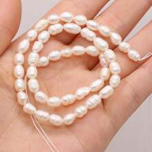 1 Strand 36cm Natural Freshwater Pearls Rice Oval Pearl Beads For Jewelry Making DIY Women Men Necklace Bracelets Handicrafts Accessories - Rice Pearl - View 8