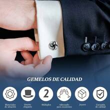 2 Sets Metal Shirt Cufflinks For Men, 4-Piece Set - General + Stainless Steel and Silver. - View 3