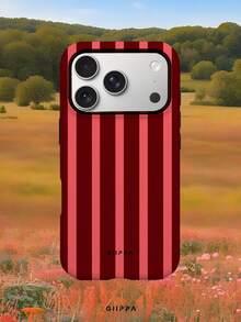 GIIPPA 1件酒紅色條紋圖案設計手機殼，適用於Phone 17 Pro Max，相容於Phone 16 Pro Max、15 Pro Max、14 Pro Max，韓式高端時尚趣味手機殼，相容於11/12/13/14/15/16 Pro Max Plus，優雅設計適合男女，聖誕節、情人節、復活節、婚禮季和生日送給女朋友的完美禮物！ - 酒紅色 - 查看 8