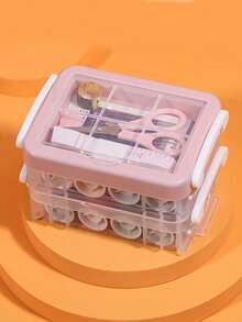 Portable Home Sewing Kit, Multi-Layer Creative Needle & Thread Box, Suitable For Beginners, Travelers And Adults, Includes Hand Sewing Repair Tools And Accessories, Sewing Supplies, Including Various Colors Of Thread, Needles, Seam Rippers, Scissors, Thimbles, Etc. Home Sewing Set, Multi-Function Needle & Thread Box, Storage Bag, High-End Sewing Kit, Student Dorm Portable Travel Accessory - Pink - View 7