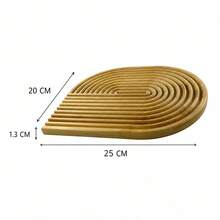 لوح خشبي بشكل موجي 25x20x1.3 سم، طبق تقديم من الخيزران الزخرفي، حصيرة مقاومة للحرارة للمطبخ، لون عشوائي - A - مشاهدة 5