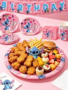 Cute Alien Cartoon Character Birthday Party Disposable Tableware Set, Paper Plates, Paper Cups, Napkins, Tablecloth, Birthday Decoration Supplies - Multicolor - View 4