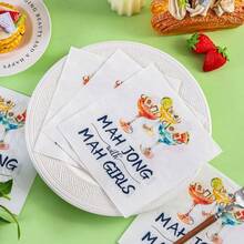 20/60/80pcs Mahjong Theme Girl Style Disposable Paper Napkins, 2-Ply Cocktail Glass Print Decorative Napkins, Bachelorette Party Gathering Table Decor, Women's Dining Napkins - Wine Glass Mahjong Paper Napkins - View 4