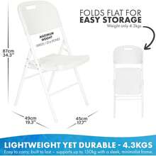 2026 HOT :  3-Piece Folding Set - 6ft White Folding Table With 2 Premium Folding Chairs - Waterproof, Heavy-Duty & Portable - Garden Parties, Catering, Camping, Exhibitions & Indoor/Outdoor Events - 6ft Table + 2 X Premium Chairs - View 6