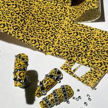10pcs/Box Leopard Print Nail Foils Transfer Nail Art Cheetah Print Nail Art Foil Stickers Winter Nail Art Decorations Laser Starry Sky Paper Manicure Accessories For Women Nails Art Design Decoration - Multicolor - View 7